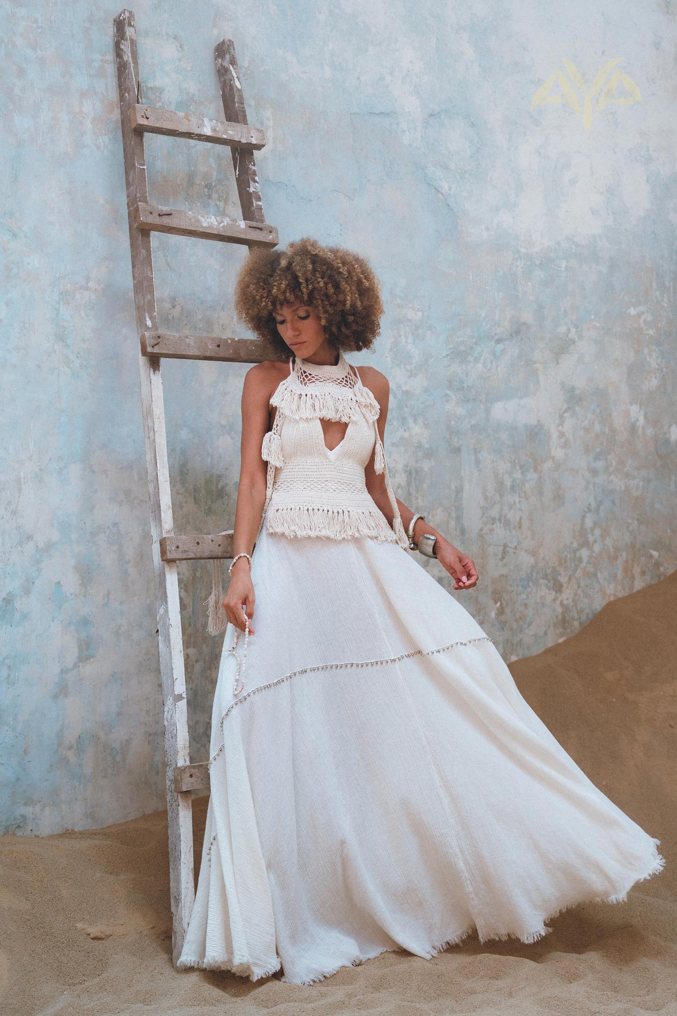 Organic Off - White Boho Top • Boho Empress Top • Crochet Tank Top Women - AYA SW IDR