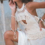 Organic Off - White Boho Top • Boho Empress Top • Crochet Tank Top Women - AYA SW IDR