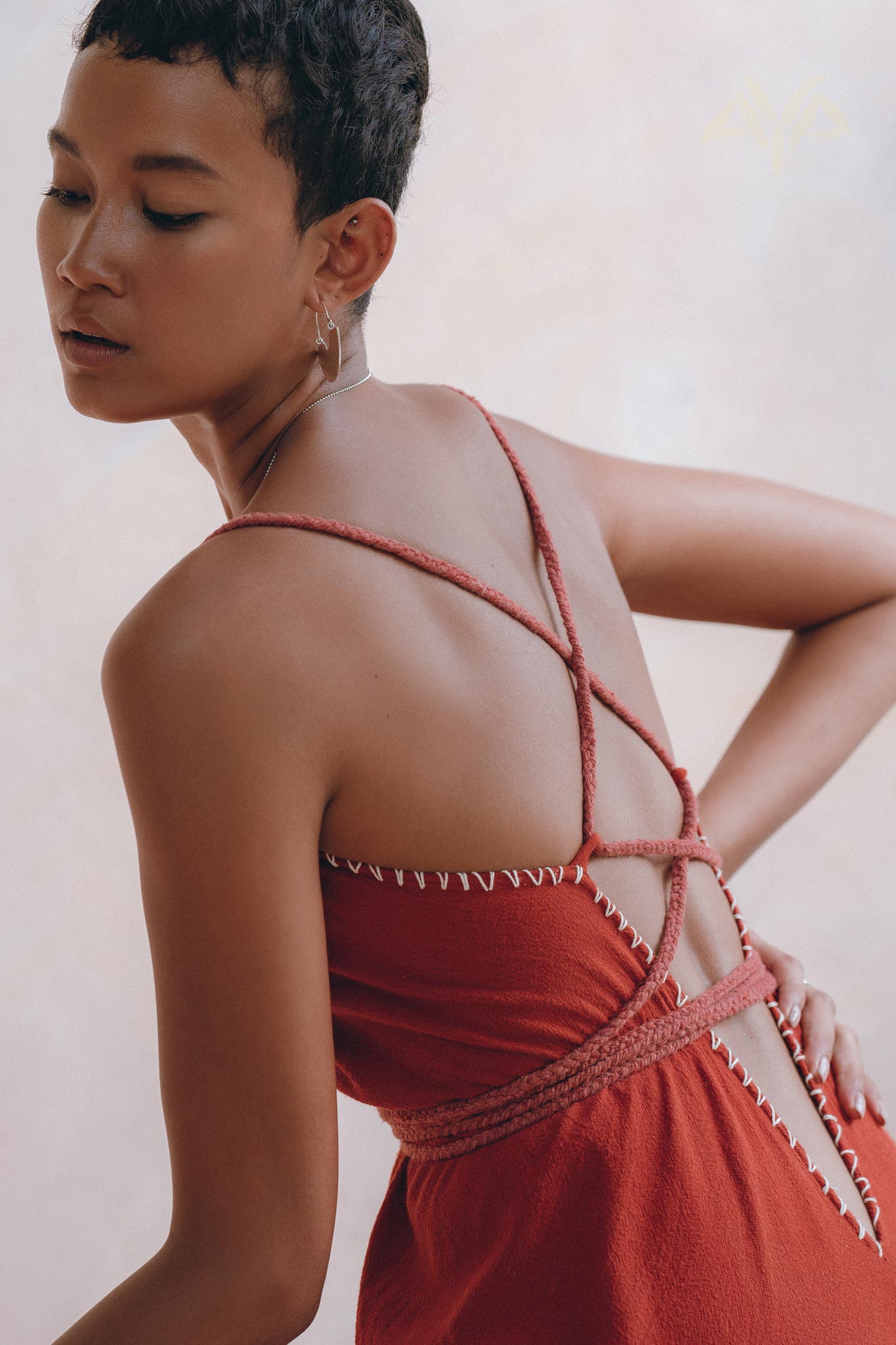 Organic Red Cotton Maxi Dress • Sleeveless Hand Embroidered Dress - AYA SW IDR