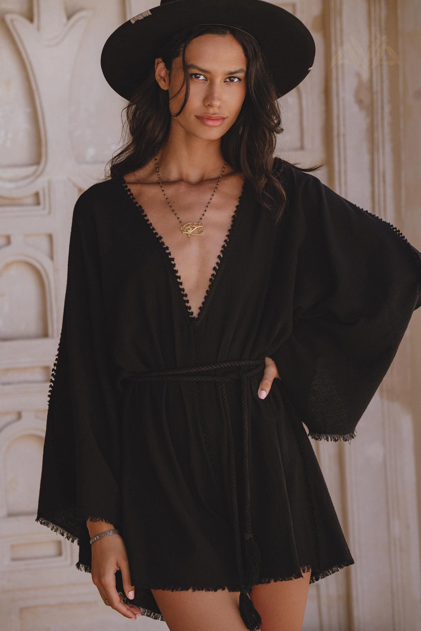 Oversized Hand Knotted Jumpsuit • Black Mini Elegant Jumpsuit • Asymmetrical Jumpsuit - AYA SW IDR