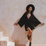 Oversized Hand Knotted Jumpsuit • Black Mini Elegant Jumpsuit • Asymmetrical Jumpsuit - AYA SW IDR