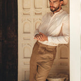 Pale Pink Linen Classic Minimalist Shirt for Men - AYA SW IDR