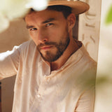 Pale Pink Linen Classic Minimalist Shirt for Men - AYA SW IDR