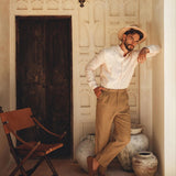 Pale Pink Linen Classic Minimalist Shirt for Men - AYA SW IDR