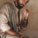 Pale Pink Linen Shirt for Men with Handmade Braids - AYA SW IDR