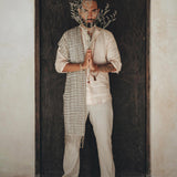 Pale Pink Linen Shirt for Men with Handmade Braids - AYA SW IDR