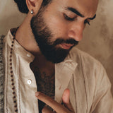 Pale Pink Linen Shirt for Men with Handmade Braids - AYA SW IDR