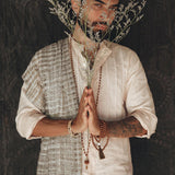 Pale Pink Linen Shirt for Men with Handmade Braids - AYA SW IDR