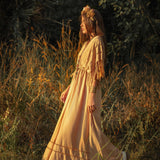 Pale Yellow Boho Dress • Plus Size Dress for Women • Kaftan Maxi Dress - AYA SW IDR