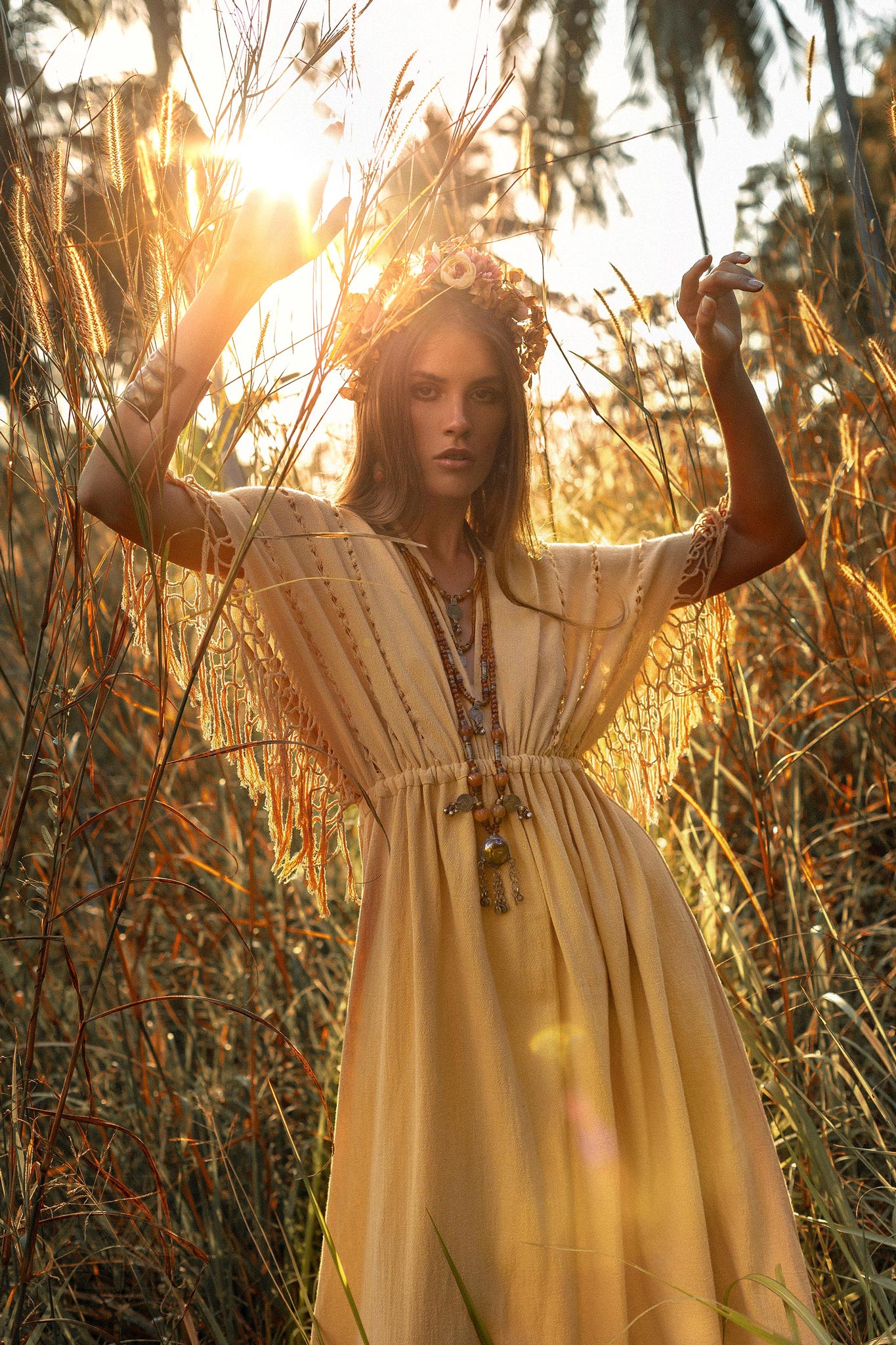 Pale Yellow Boho Dress • Plus Size Dress for Women • Kaftan Maxi Dress - AYA SW IDR