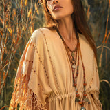 Pale Yellow Boho Dress • Plus Size Dress for Women • Kaftan Maxi Dress - AYA SW IDR