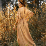 Pale Yellow Boho Dress • Plus Size Dress for Women • Kaftan Maxi Dress - AYA SW IDR