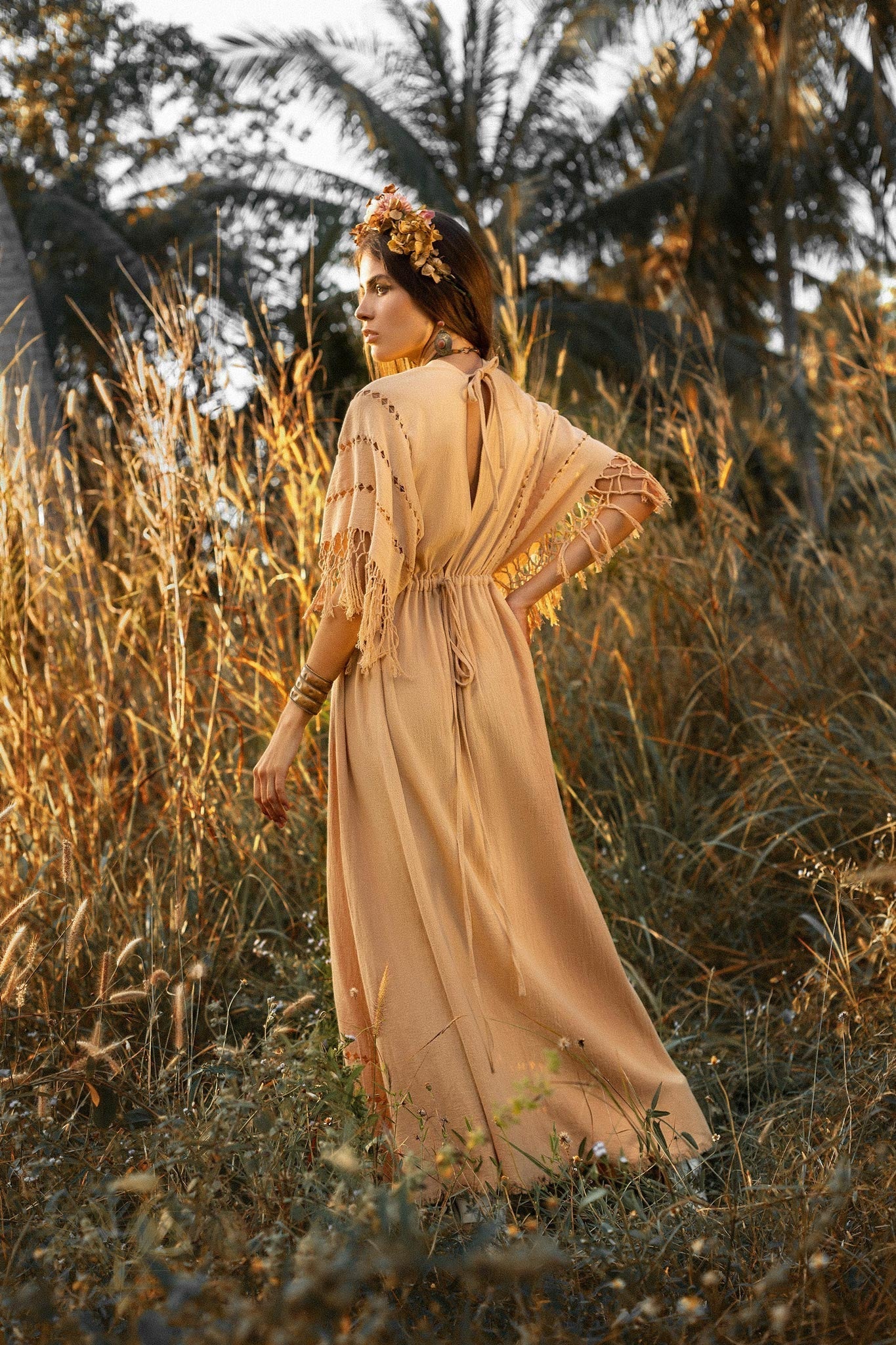 Pale Yellow Boho Dress • Plus Size Dress for Women • Kaftan Maxi Dress - AYA SW IDR