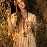 Pale Yellow Boho Dress • Plus Size Dress for Women • Kaftan Maxi Dress - AYA SW IDR