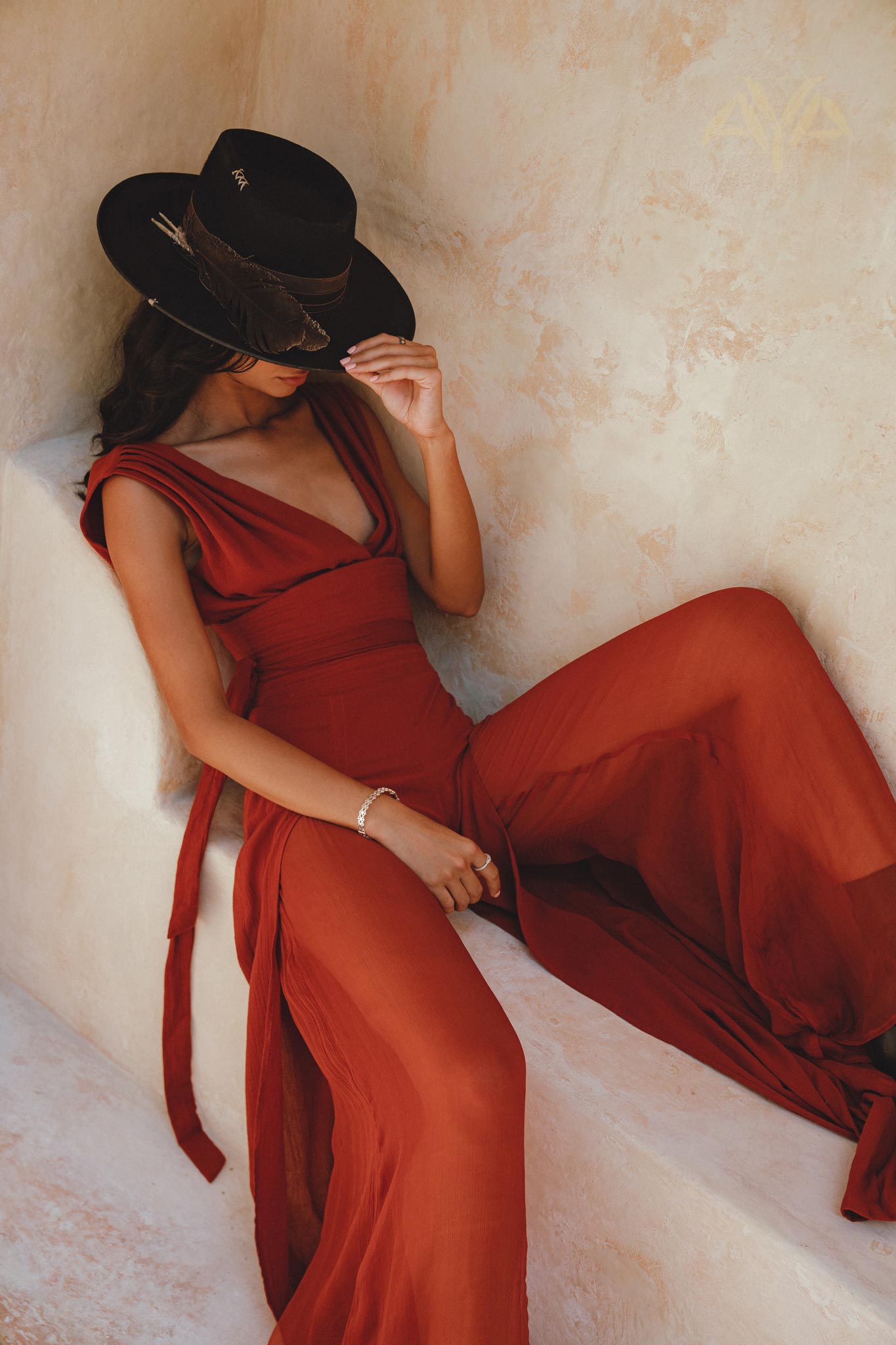 Peace Silk & Cotton Red Rose Jumpsuit • Backless Evening Overall Romper - AYA SW IDR