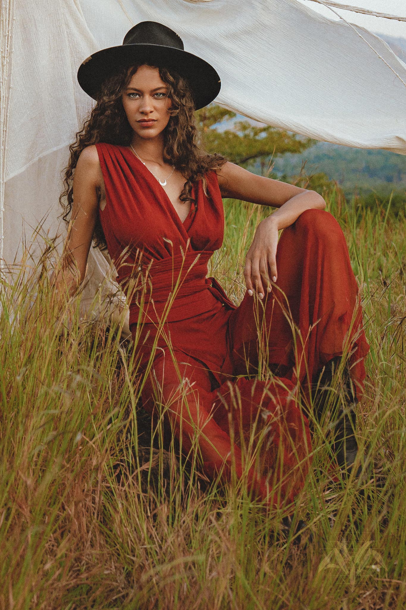 Peace Silk & Cotton Red Rose Jumpsuit • Backless Evening Overall Romper - AYA SW IDR