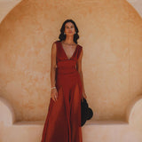Peace Silk & Cotton Red Rose Jumpsuit • Backless Evening Overall Romper - AYA SW IDR