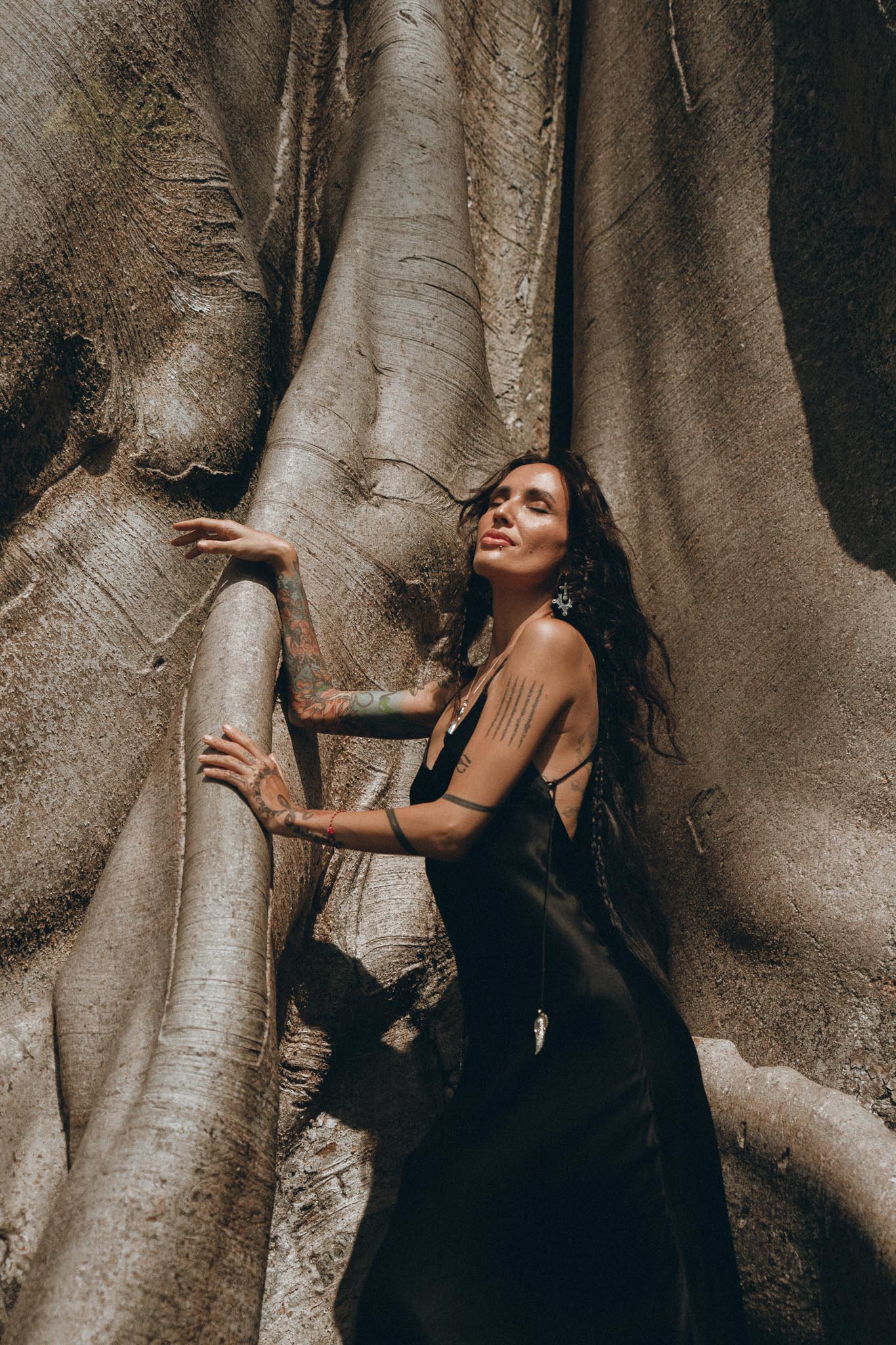 Peace Silk Slip Dress • Natural Silk Dress Women • Black Long Maxi Dress - AYA SW IDR