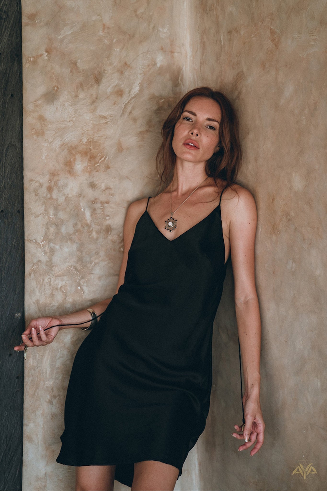 Peace Silk Slip Dress • Natural Silk Dress Women • Black Silk Mini Dress - AYA SW IDR