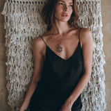 Peace Silk Slip Dress • Natural Silk Dress Women • Black Silk Mini Dress - AYA SW IDR