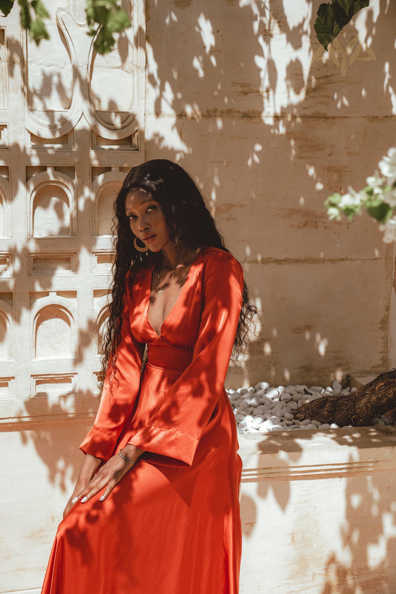 Peace Silk Formal Dress - Ethically made Red Gown perfect for Beach Weddings or special occasions.