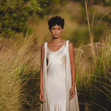 Pearl White Silk Simple Wedding Dress • Peace Silk Boho Dress Women - AYA SW IDR