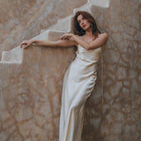Pearl White Silk Simple Wedding Dress • Peace Silk Boho Dress Women - AYA SW IDR