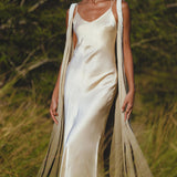 Pearl White Silk Simple Wedding Dress • Peace Silk Boho Dress Women - AYA SW IDR