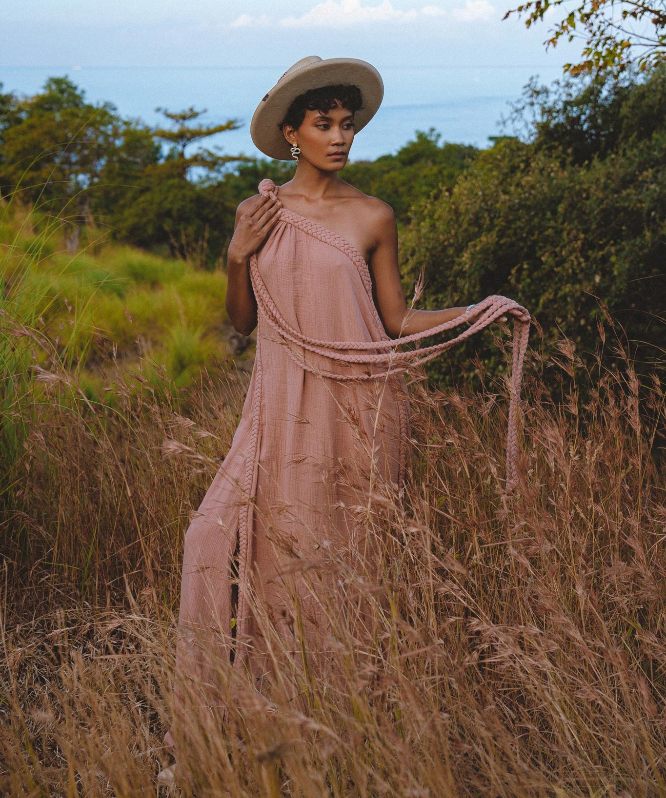 Pink Aurora Greek Goddess Dress • Boho Macrame Dress • Boho Sustainable Dress - AYA SW IDR