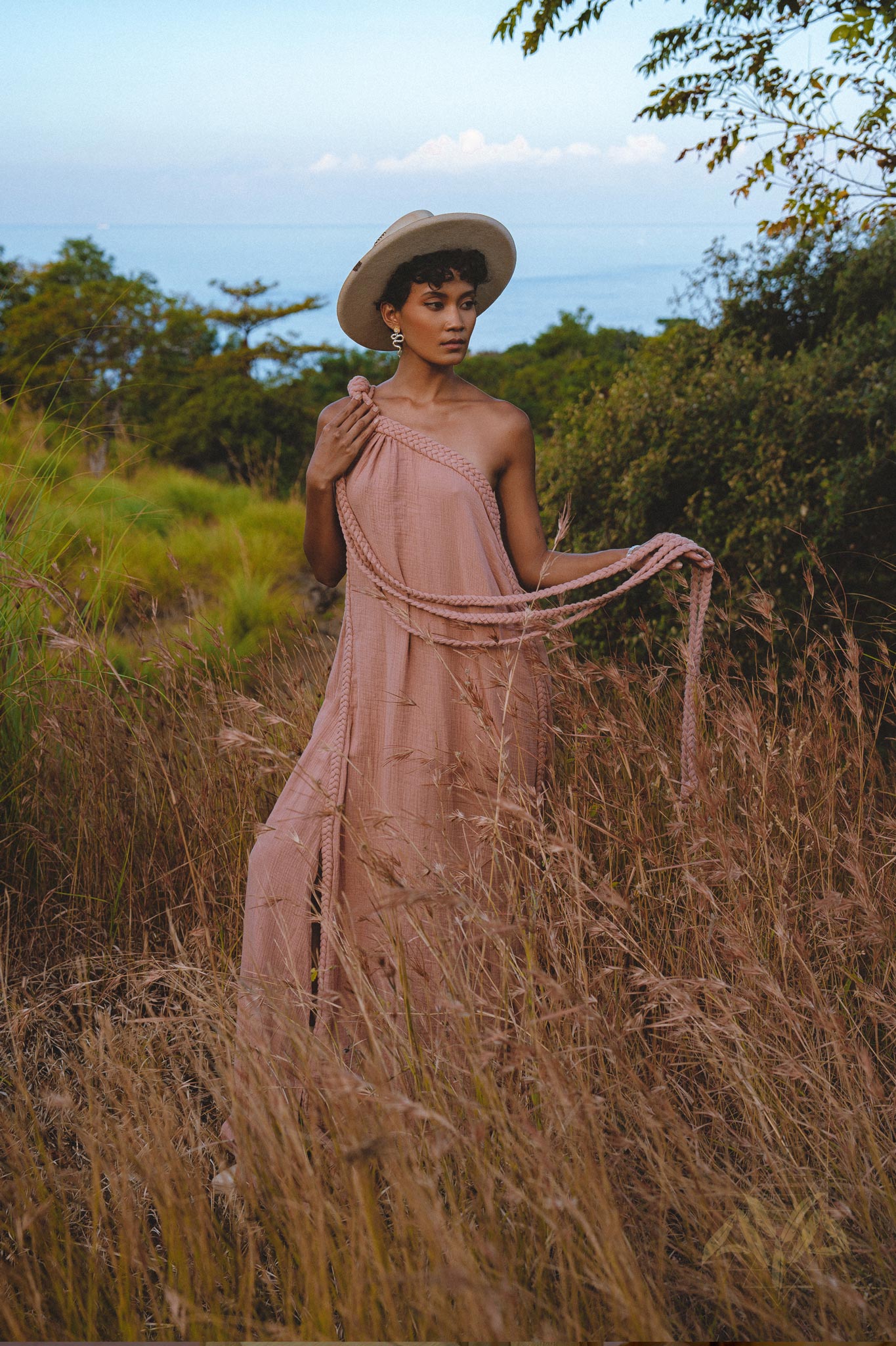Pink Aurora Greek Goddess Dress • Boho Macrame Dress • Boho Sustainable Dress - AYA SW IDR