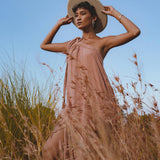 Pink Aurora Greek Goddess Dress • Boho Macrame Dress • Boho Sustainable Dress - AYA SW IDR