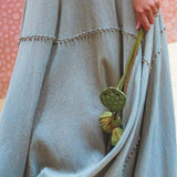 Powder Blue Bhakti Dress • Hand Embroidered Dress • Organic Casual Dress • Goddess Dress - AYA SW IDR