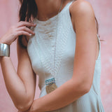 Powder Blue Bhakti Dress • Hand Embroidered Dress • Organic Casual Dress • Goddess Dress - AYA SW IDR