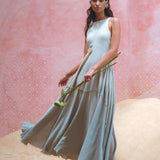 Powder Blue Bhakti Dress • Hand Embroidered Dress • Organic Casual Dress • Goddess Dress - AYA SW IDR