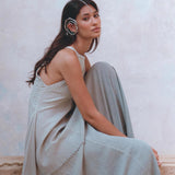 Powder Blue Bhakti Dress • Hand Embroidered Dress • Organic Casual Dress • Goddess Dress - AYA SW IDR