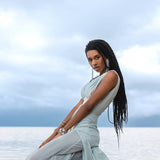 Powder Blue Boho Jumpsuit Women • Peace Silk & Cotton Romper for Women - AYA SW IDR