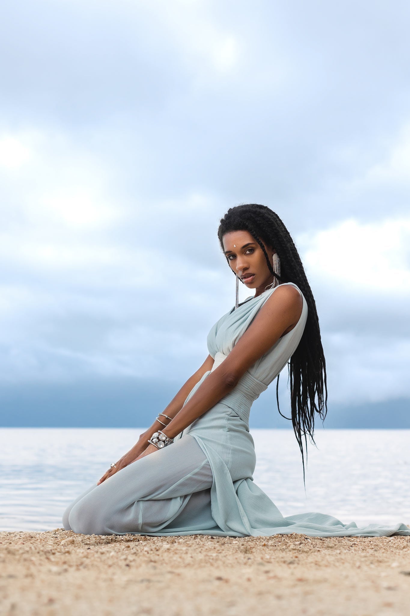 Powder Blue Boho Jumpsuit Women • Peace Silk & Cotton Romper for Women - AYA SW IDR