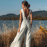 Powder Blue Boho Jumpsuit Women • Peace Silk & Cotton Romper for Women - AYA SW IDR