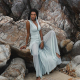 Powder Blue Boho Jumpsuit Women • Peace Silk & Cotton Romper for Women - AYA SW IDR