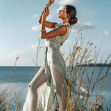 Powder Blue Boho Jumpsuit Women • Peace Silk & Cotton Romper for Women - AYA SW IDR