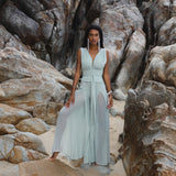 Powder Blue Boho Jumpsuit Women • Peace Silk & Cotton Romper for Women - AYA SW IDR
