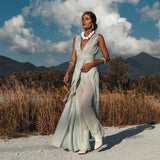 Powder Blue Boho Jumpsuit Women • Peace Silk & Cotton Romper for Women - AYA SW IDR