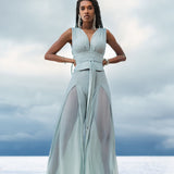 Powder Blue Boho Jumpsuit Women • Peace Silk & Cotton Romper for Women - AYA SW IDR