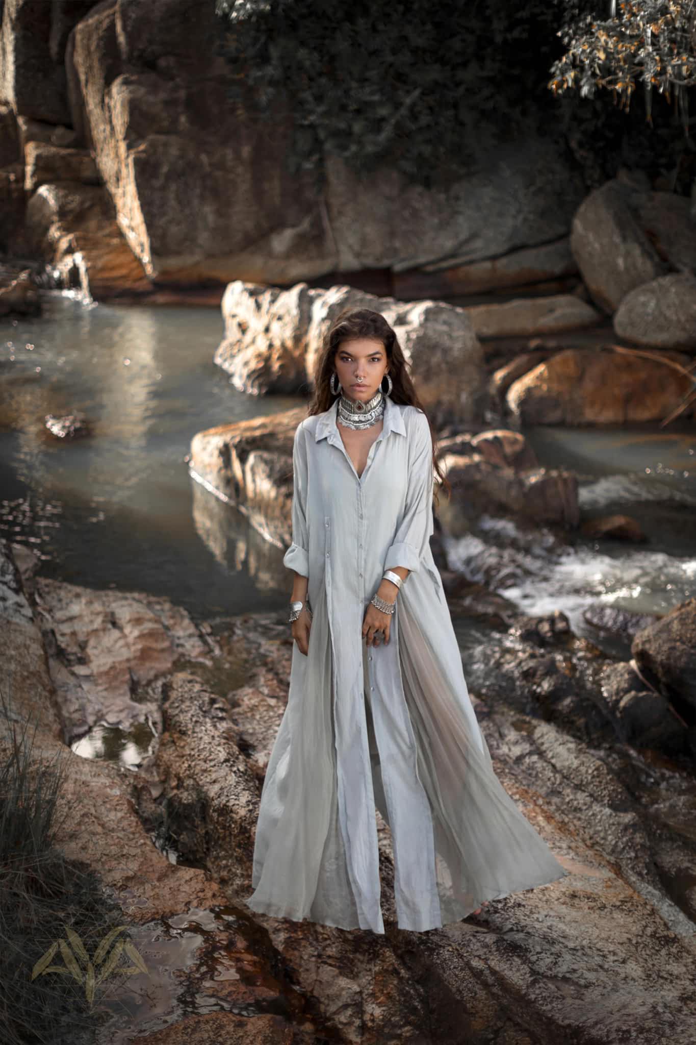 Powder Blue Kannika Shirt Dress • Multiway Button Down Dress • Wrap Cover Up Dress - AYA SW IDR