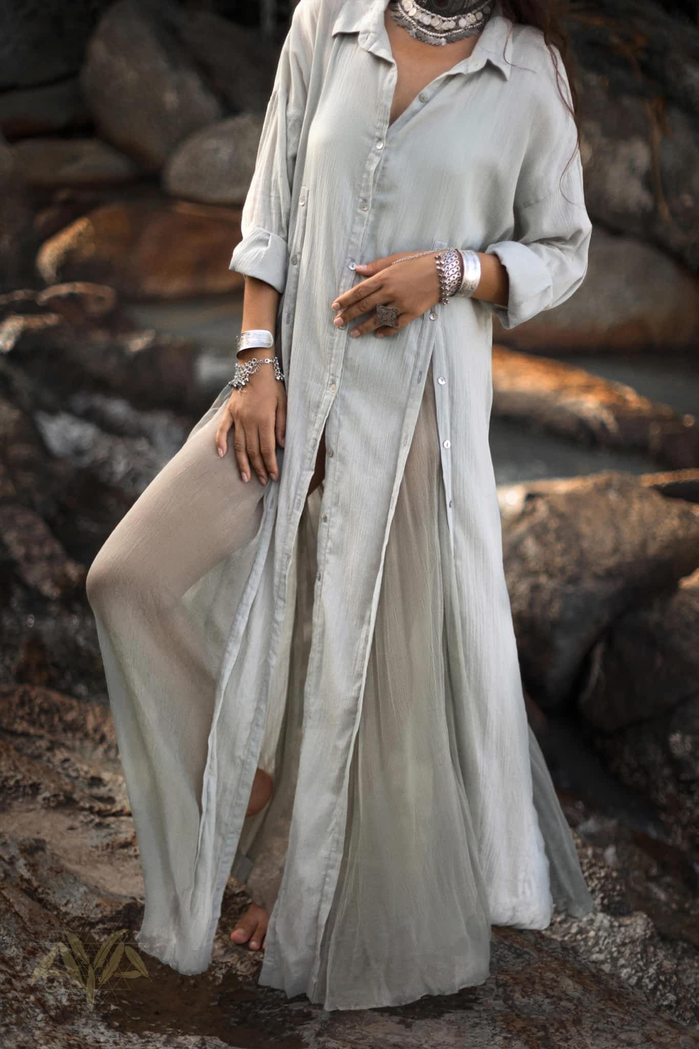 Powder Blue Kannika Shirt Dress • Multiway Button Down Dress • Wrap Cover Up Dress - AYA SW IDR