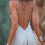 Powder Blue Padma Dress • Handloomed Laces Dress • Minimalist Goddess Dress - AYA SW IDR