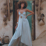 Powder Blue Padma Dress • Handloomed Laces Dress • Minimalist Goddess Dress - AYA SW IDR