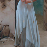Powder Blue Padma Dress • Handloomed Laces Dress • Minimalist Goddess Dress - AYA SW IDR