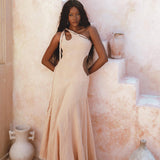 Powder Pink Aisha Dress • Greek Goddess Dress • Asymmetrical Bridesmaid Dress - AYA SW IDR
