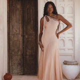 Powder Pink Aisha Dress • Greek Goddess Dress • Asymmetrical Bridesmaid Dress - AYA SW IDR